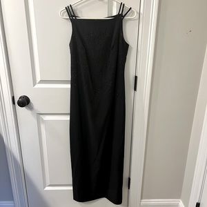 CDC long black beaded dress. Size 6. Preowned excellent condition.